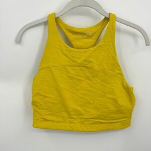Outdoor Voices TechSweat Move Free Crop Top sports bra in a yellow sz L
